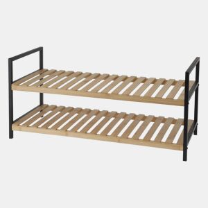 WELL HOME - Sapateira em bambu com 2 prateleiras em metal e bambu 70x30x32cm