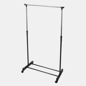 WELL HOME - Prateleira para cabides em aço inox com rodas Alt.90-160cm