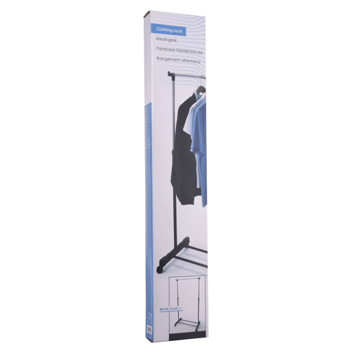 WELL HOME - Prateleira para cabides em aço inox com rodas Alt.90-160cm