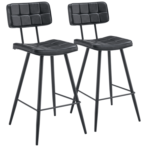Conjunto de 2 bancos de bar FERNAND em imitação de pele preta