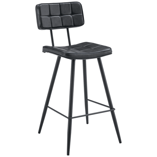 Conjunto de 2 bancos de bar FERNAND em imitação de pele preta