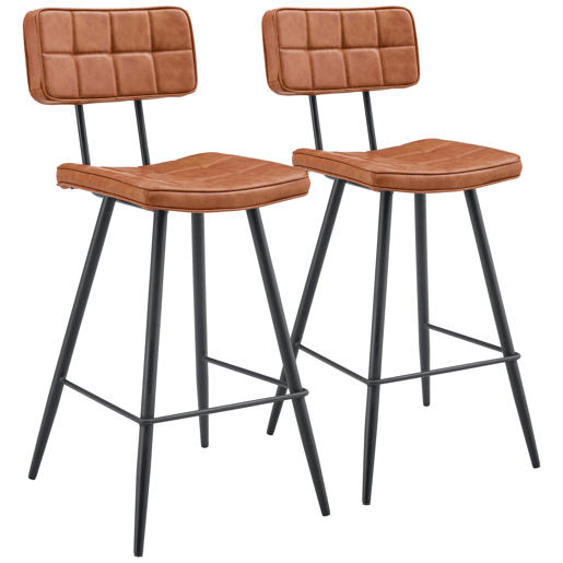 Conjunto de 2 bancos de bar em imitação de conhaque FERNAND