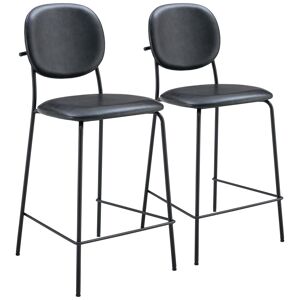 Conjunto de 2 bancos de bar EDMOND em imitação de pele preta