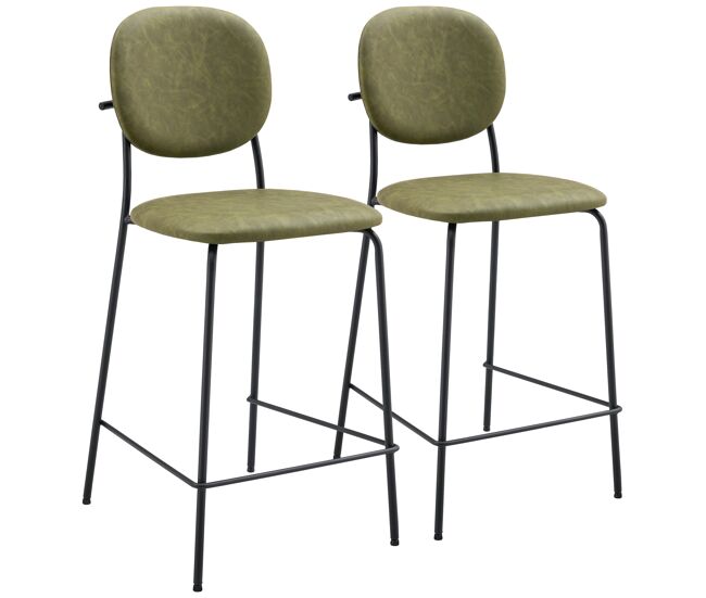 Pack de 2 taburetes de bar edmond de polipiel verde