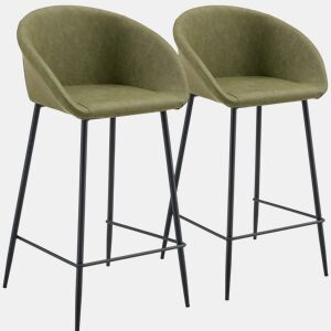 Conjunto de 2 bancos de bar em imitação de verde ACHILLE