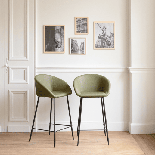 Conjunto de 2 bancos de bar em imitação de verde ACHILLE