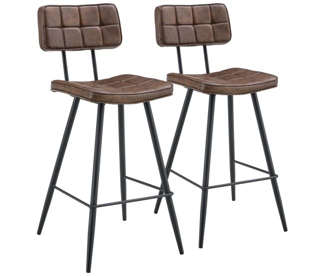Pack de 2 taburetes de bar de polipiel marrón fernand