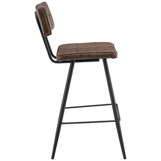 Conjunto de 2 bancos de bar FERNAND em imitação de pele castanha