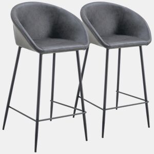 Conjunto de 2 bancos de bar ACHILLE em imitação de pele cinzenta escura