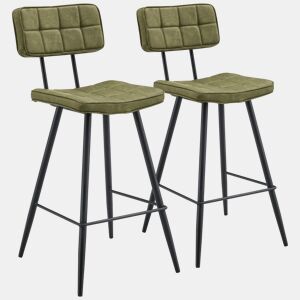 Conjunto de 2 bancos de bar de imitação verde FERNAND