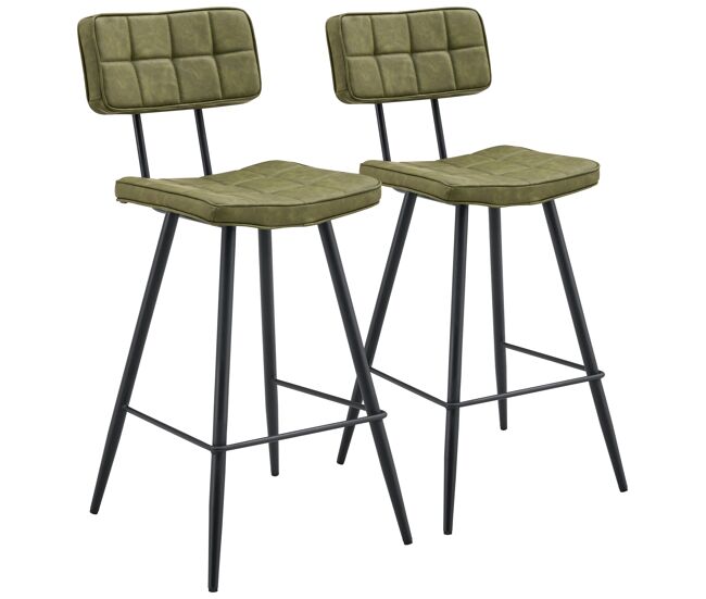 Pack de 2 taburetes de bar de polipiel verde fernand