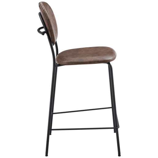 Conjunto de 2 bancos de bar EDMOND em imitação de pele castanha