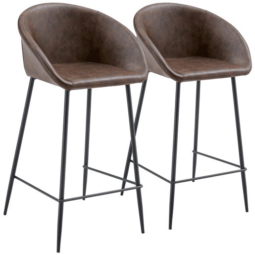 Conjunto de 2 bancos de bar em imitação de castanho ACHILLE