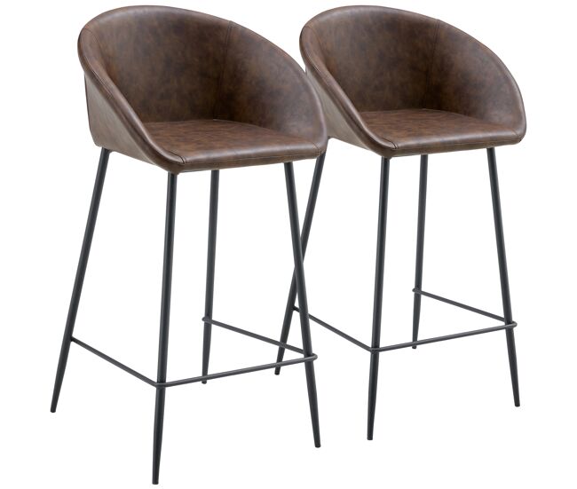 Pack de 2 taburetes de bar de polipiel achille marrón