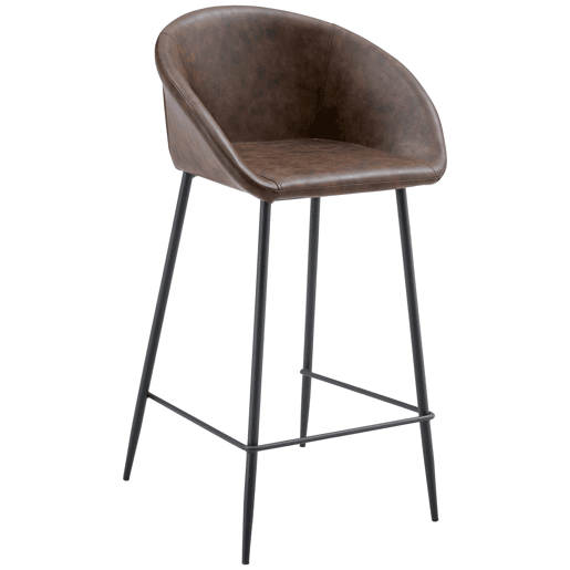 Conjunto de 2 bancos de bar em imitação de castanho ACHILLE