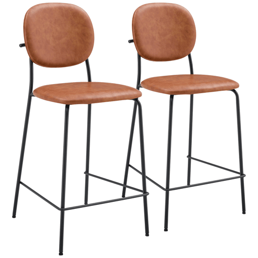 Conjunto de 2 bancos de bar em imitação de conhaque EDMOND
