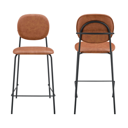 Conjunto de 2 bancos de bar em imitação de conhaque EDMOND