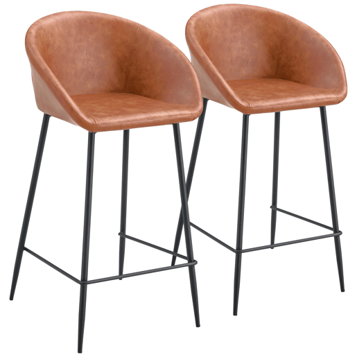 Conjunto de 2 bancos de bar em imitação de conhaque ACHILLE