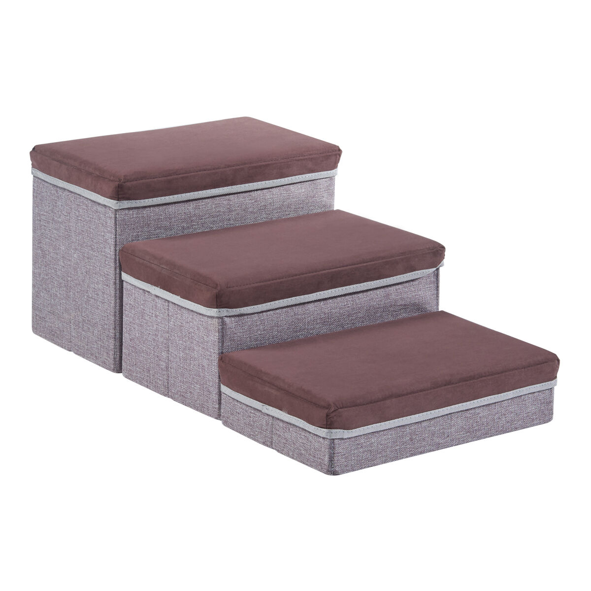 Escalera para perros vojens 75x40x30 cm - marrón/gris [en.casa]