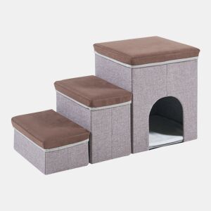 Escada para cães Vojens 76x33x43 cm - CastanhoCinza en.casa