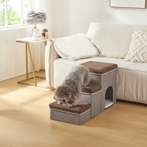 Escada para cães Vojens 76x33x43 cm - CastanhoCinza en.casa