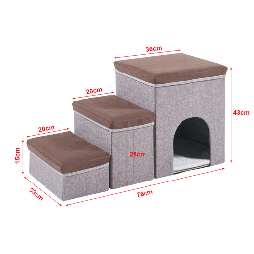 Escada para cães Vojens 76x33x43 cm - CastanhoCinza en.casa