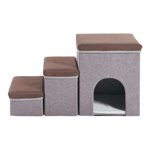 Escada para cães Vojens 76x33x43 cm - CastanhoCinza en.casa