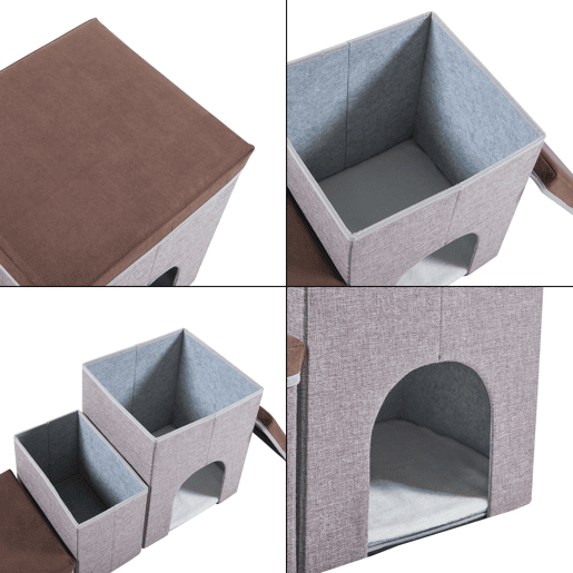 Escada para cães Vojens 76x33x43 cm - CastanhoCinza en.casa