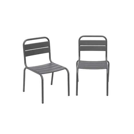 Conjunto de 2 cadeiras metálicas para crianças, Kristoff, Antracite, 38x40.5x56 cm