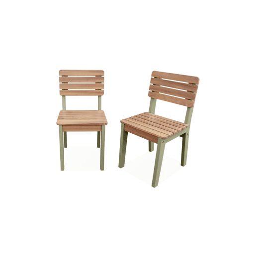 Cadeira de madeira para crianças, set de 2, Caroline, Verde cinzento, 29x31.5x53 cm