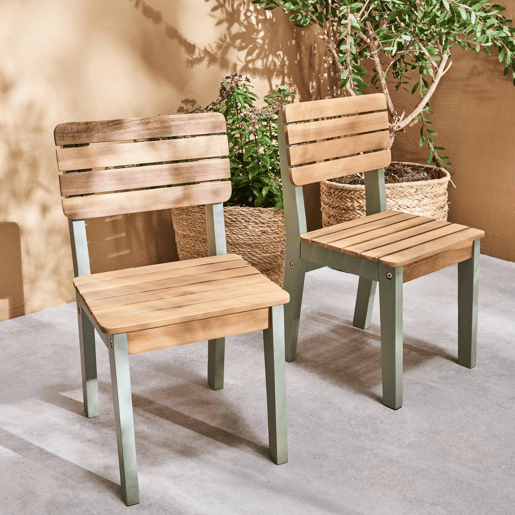 Cadeira de madeira para crianças, set de 2, Caroline, Verde cinzento, 29x31.5x53 cm