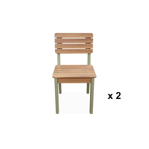 Cadeira de madeira para crianças, set de 2, Caroline, Verde cinzento, 29x31.5x53 cm