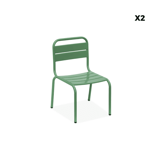 Conjunto de mesa e cadeira para crianças de 2 lugares, Anna, Verde cinzento, 48x48x47 cm