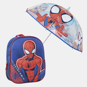 Conjunto de mochila infantil 3D do Homem-Aranha + guarda-chuva bolha combinando