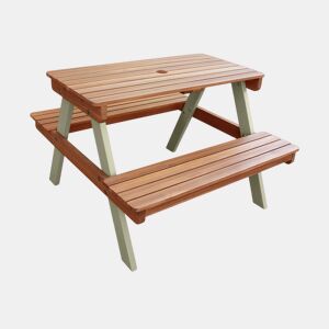 Mesa de piquenique em madeira para crianças, 2 lugares, Caroline, Verde cinzento, 71x35.5x50 cm
