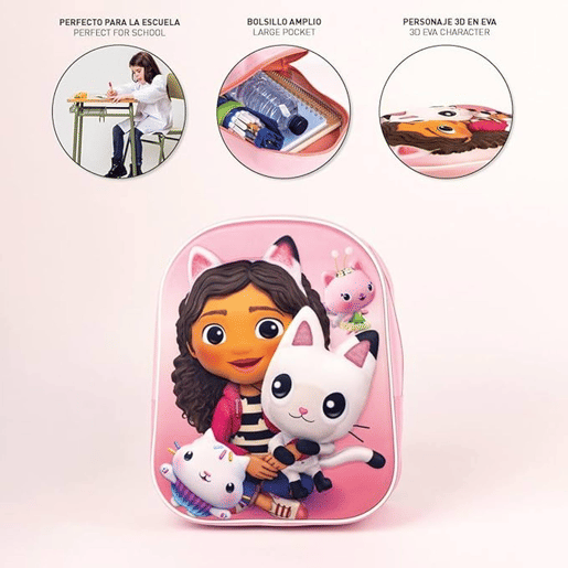 MOCHILA INFANTIL 3D CASA DE BONECAS DE GABBY