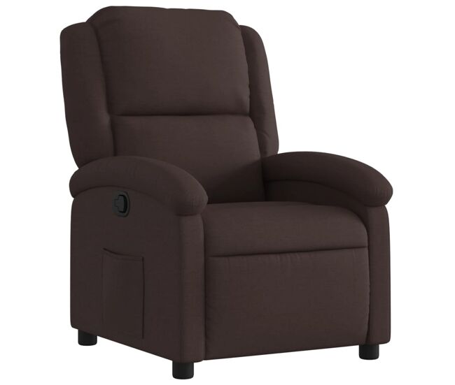 Vidaxl sillón reclinable de tela marrón oscuro