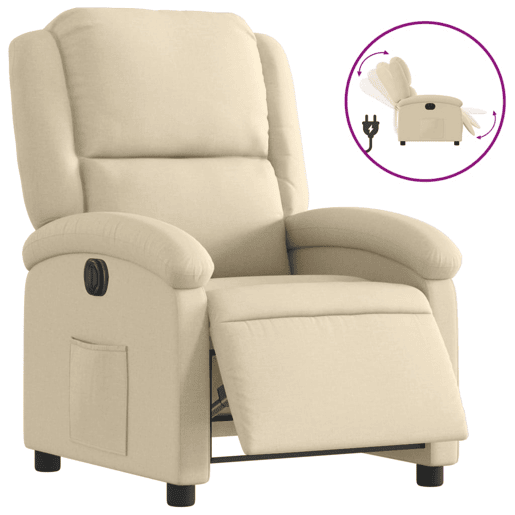 vidaXL Poltrona reclinável elétrica tecido cor creme