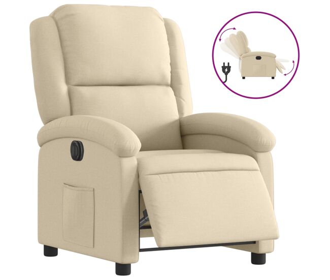 Vidaxl sillón reclinable eléctrico de tela crema