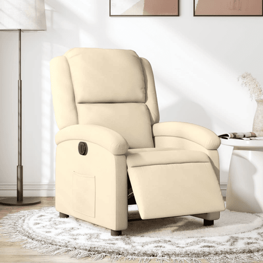 vidaXL Poltrona reclinável elétrica tecido cor creme