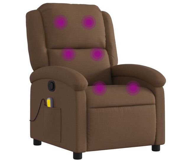 Vidaxl sillón reclinable con masaje de tela marrón