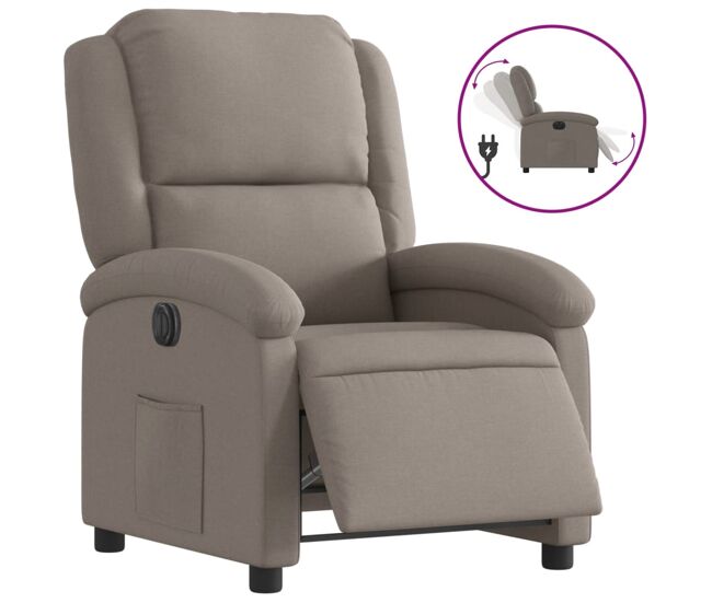 Vidaxl sillón reclinable eléctrico tela gris taupé