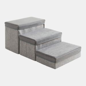 Escada para cães Vojens 3 níveis imitação de pele 75x40x30 cm Cinzento en.casa