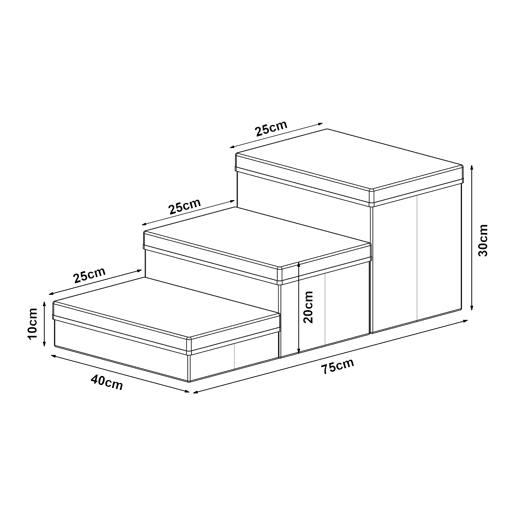 Escada para cães Vojens 3 níveis imitação de pele 75x40x30 cm Cinzento en.casa Escada para cães Vojens 3 níveis imitação de pele 75x40x30 cm Cinzento en.casa
