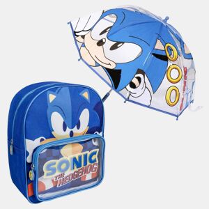 Conjunto de mochila infantil Sonic + guarda-chuva bolha estampado combinando