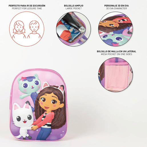 MOCHILA INFANTIL 3D CASA DE BONECAS DE GABBY