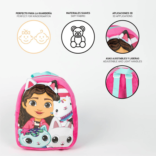 MOCHILA DE BERÇÁRIO DE PERSONAGEM DE PELÚCIA DA CASA DE BONECAS DE GABBY