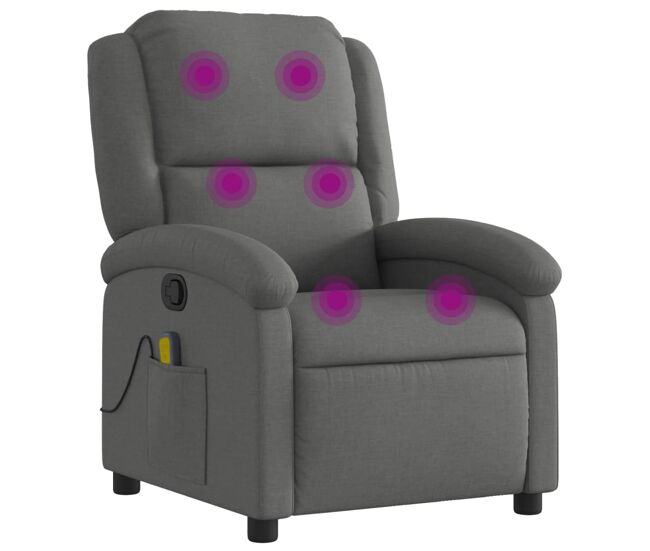 Vidaxl sillón de masaje reclinable de tela gris oscuro