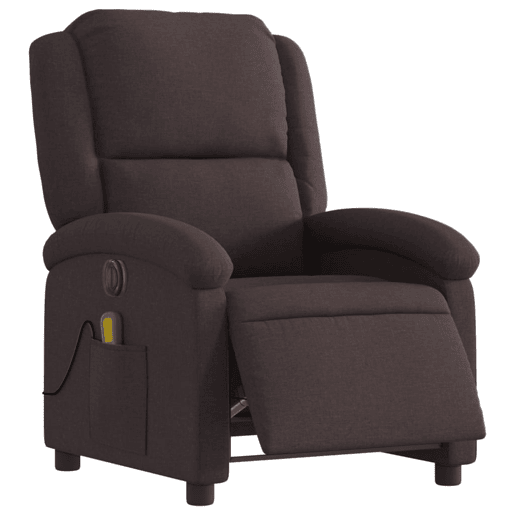 vidaXL Poltrona reclinável massagens elétrica tecido castanho-escuro vidaXL Poltrona reclinável massagens elétrica tecido castanho-escuro