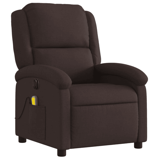 vidaXL Poltrona reclinável massagens elétrica tecido castanho-escuro vidaXL Poltrona reclinável massagens elétrica tecido castanho-escuro